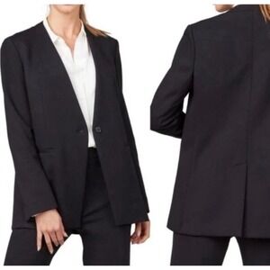 Spanx The Perfect Collarless Blazer S Ponte Knit Jacket Button Black 20384R